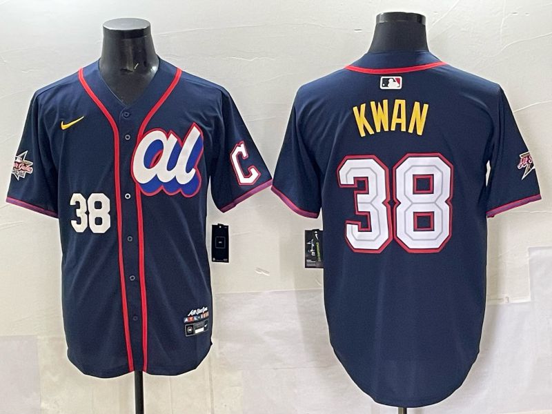 Men 2025 Cleveland Indians 38 Kwan Drak Blue All star Nike MLB Jersey style 4